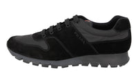 Prada Men's Black Heavy-Duty Rubber Sole Leather Matchrace Sneaker 4E3363