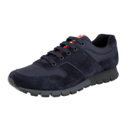 Prada Men's Blue Heavy-Duty Rubber Sole Leather Matchrace Sneaker 4E3363