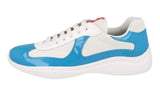 Prada Men's Turquoise Leather Americas Cup Sneaker 4E3400