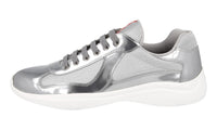 Prada Men's Silver Leather Americas Cup Sneaker 4E3400