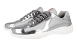 Prada Men's Silver Leather Americas Cup Sneaker 4E3400