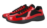 Prada Men's Red Leather Americas Cup Sneaker 4E3400
