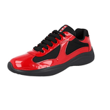 Prada Men's Red Leather Americas Cup Sneaker 4E3400