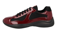 Prada Men's Red Leather Americas Cup Sneaker 4E3400