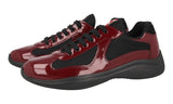 Prada Men's Red Leather Americas Cup Sneaker 4E3400