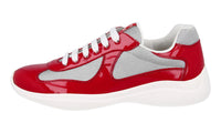 Prada Men's Red Leather Americas Cup Sneaker 4E3400