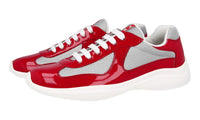 Prada Men's Red Leather Americas Cup Sneaker 4E3400