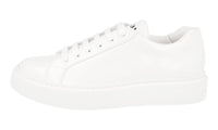 Prada Men's White Brushed Spazzolato Leather Macro Sneaker 4E3489