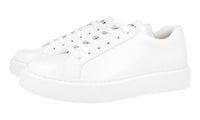 Prada Men's White Brushed Spazzolato Leather Macro Sneaker 4E3489