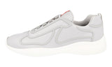 Prada Men's Grey Leather Americas Cup Sneaker 4E3503