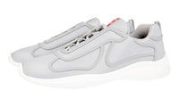 Prada Men's Grey Leather Americas Cup Sneaker 4E3503