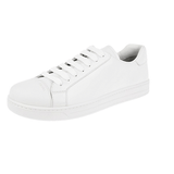 Prada Men's White Brushed Spazzolato Leather Downtown Cap Toe Sneaker 4E3539