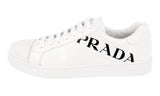Prada Men's White Brushed Spazzolato Leather Downtown Sneaker 4E3543