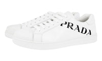 Prada Men's White Brushed Spazzolato Leather Downtown Sneaker 4E3543