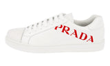 Prada Men's White Brushed Spazzolato Leather Downtown Sneaker 4E3543