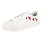 Prada Men's White Brushed Spazzolato Leather Downtown Sneaker 4E3543