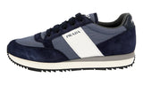 Prada Men's Blue Leather Nylon Running Sneaker 4E3546