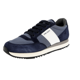 Prada Men's Blue Leather Nylon Running Sneaker 4E3546