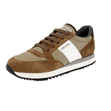 Prada Men's Brown Leather Nylon Running Sneaker 4E3546