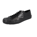 Prada Men's Black Leather Cassetta Wheel Sneaker 4E3548