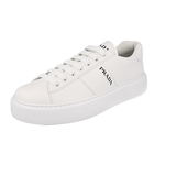 Prada Men's White Leather Macro Bold Sole Platform Plateau Sneaker 4E3555