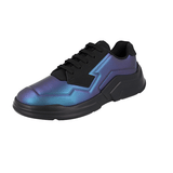 Prada Men's Blue Leather Polarius Iridescent Sneaker 4E3566