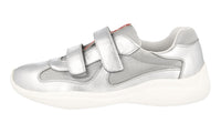 Prada Men's Silver Leather Americas Cup Sneaker 4O3305