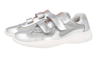 Prada Men's Silver Leather Americas Cup Sneaker 4O3305