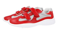 Prada Men's Red Leather Americas Cup Sneaker 4O3305