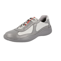 Prada Men's Grey Leather Americas Cup Sneaker 4O3305
