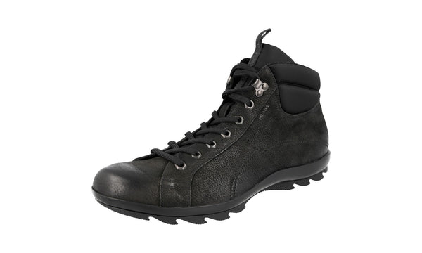 Prada Men's 4T1846 3AH6 F0002 Leather High-Top Sneaker
