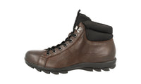 Prada Men's Brown Heavy-Duty Rubber Sole Leather Half-Boot 4T1846