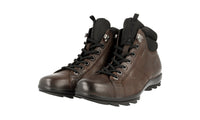 Prada Men's Brown Heavy-Duty Rubber Sole Leather Half-Boot 4T1846