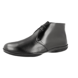 Prada Men's Black Leather Toblach Shearling Lace-up Shoes 4T2107