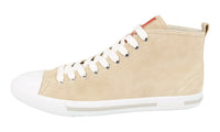 Prada Men's Beige Leather High-Top Sneaker 4T2583