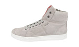 Prada Men's Grey Leather Downtown High-Top Sneaker 4T2596