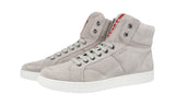 Prada Men's Grey Leather Downtown High-Top Sneaker 4T2596