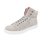 Prada Men's Grey Leather Downtown High-Top Sneaker 4T2596