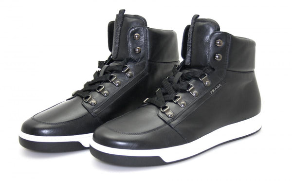 Prada Men's 4T2783 n Leather High-Top Sneaker