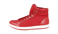 Prada Men's Red Leather High-Top Sneaker 4T2842