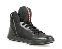 Prada Men's Black Leather High-Top Sneaker 4T2842