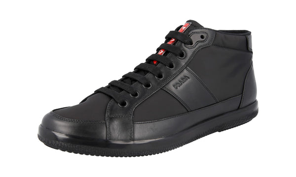Prada Men's 4T2878 3OA2 F0002 Leather High-Top Sneaker