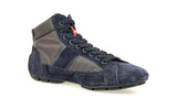 Prada Men's Blue Leather Car Racing Montecarlo High-Top Sneaker 4T2924