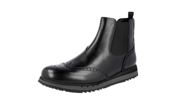 Prada Men's 4T2957 3ORE F0002 Full Brogue Leather Half-Boot