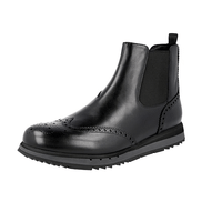 Prada Men's Black Full Brogue Leather Half-Boot 4T2957