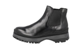 Prada Men's Black Heavy-Duty Rubber Sole Leather Brixxen Half-Boot 4T3034