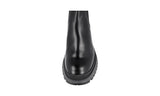 Prada Men's Black Heavy-Duty Rubber Sole Leather Brixxen Half-Boot 4T3034