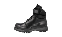 Prada Men's Black Heavy-Duty Rubber Sole Leather Half-Boot 4T3035