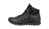 Prada Men's Black Heavy-Duty Rubber Sole Leather Matchrace High-Top Sneaker 4T3040