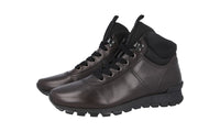 Prada Men's Brown Leather High-Top Sneaker 4T3040